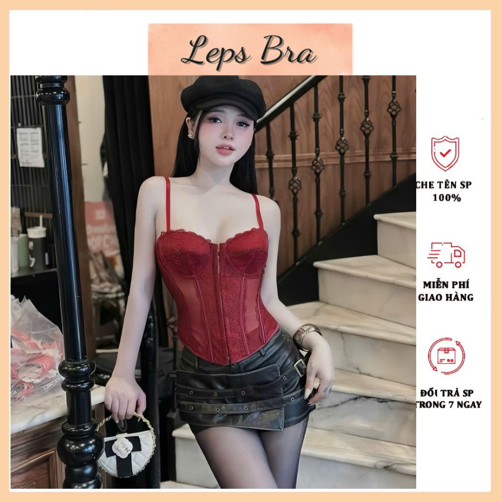 Áo Bra Corset 2 Dây Cài Trước Đệm Mút Mỏng Đan Dây Lưng Phối Cùng Vest Sang Trọng Cao Cấp Ar59