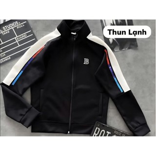  Áo Khoác Thun Lạnh Chống Nắng Màu Đen Viền Trắng B Nam Nữ Thể Thao Vải Mịn Thoáng Khí Không Xù Lông Áo Khoác Thu Đông 