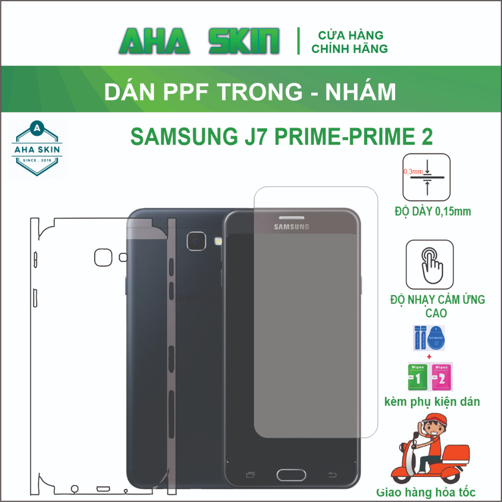 Miếng dán PPF Samsung J7 Prime/J7 Prime 2 full lưng viền  trong nhám, Chống trầy xước