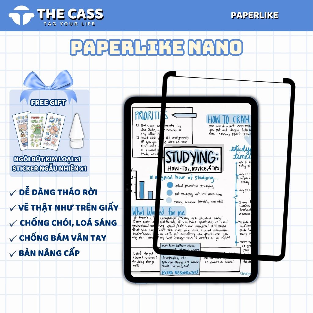 [TẶNG NGÒI BÚT] Miếng Dán Màn Hình Paperlike NANO Dành Cho iPad Gen 10/11,iPad Pro 2024, iPad Air M3
