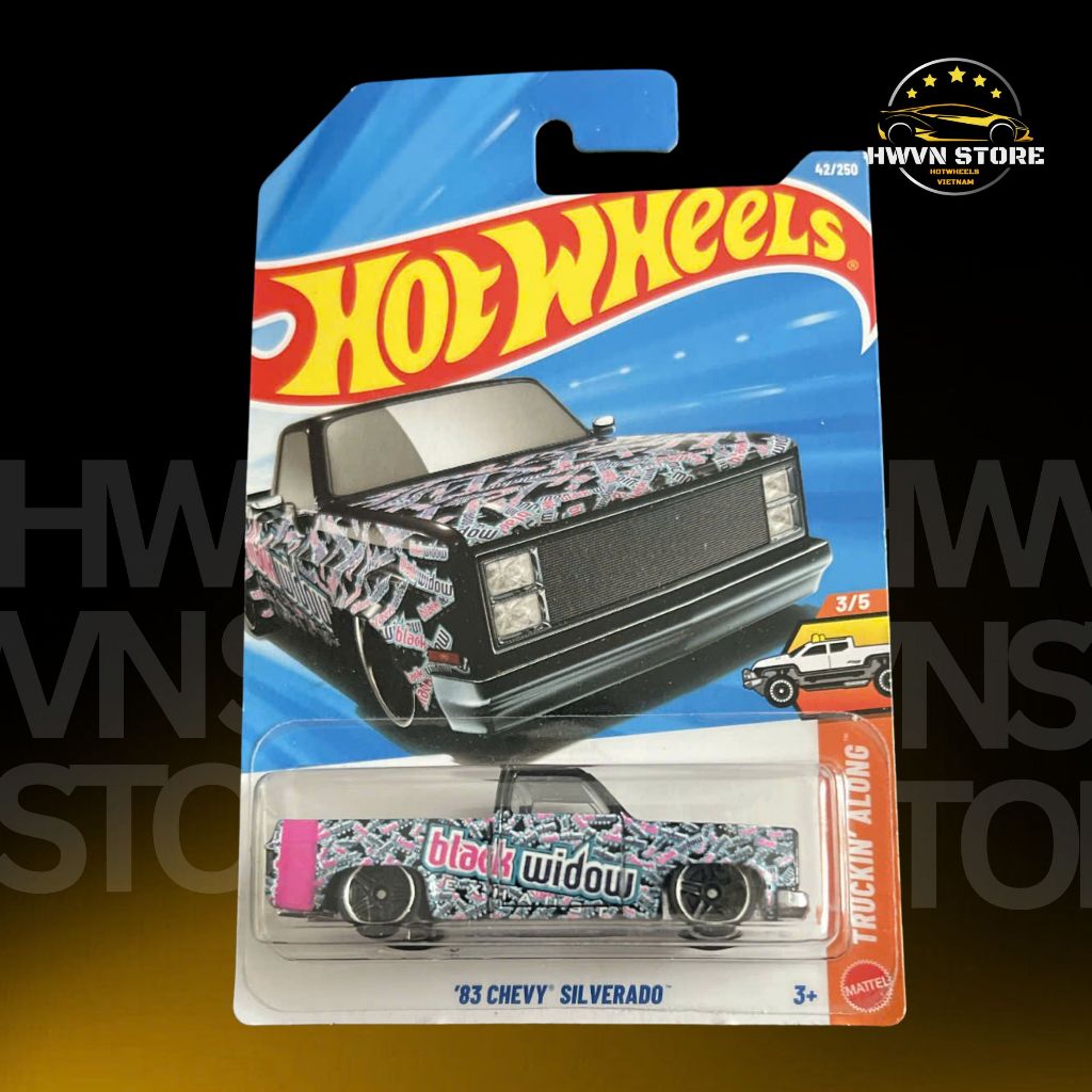 Xe mô hình Hotwheels "83 Chevy Silverado màu đen