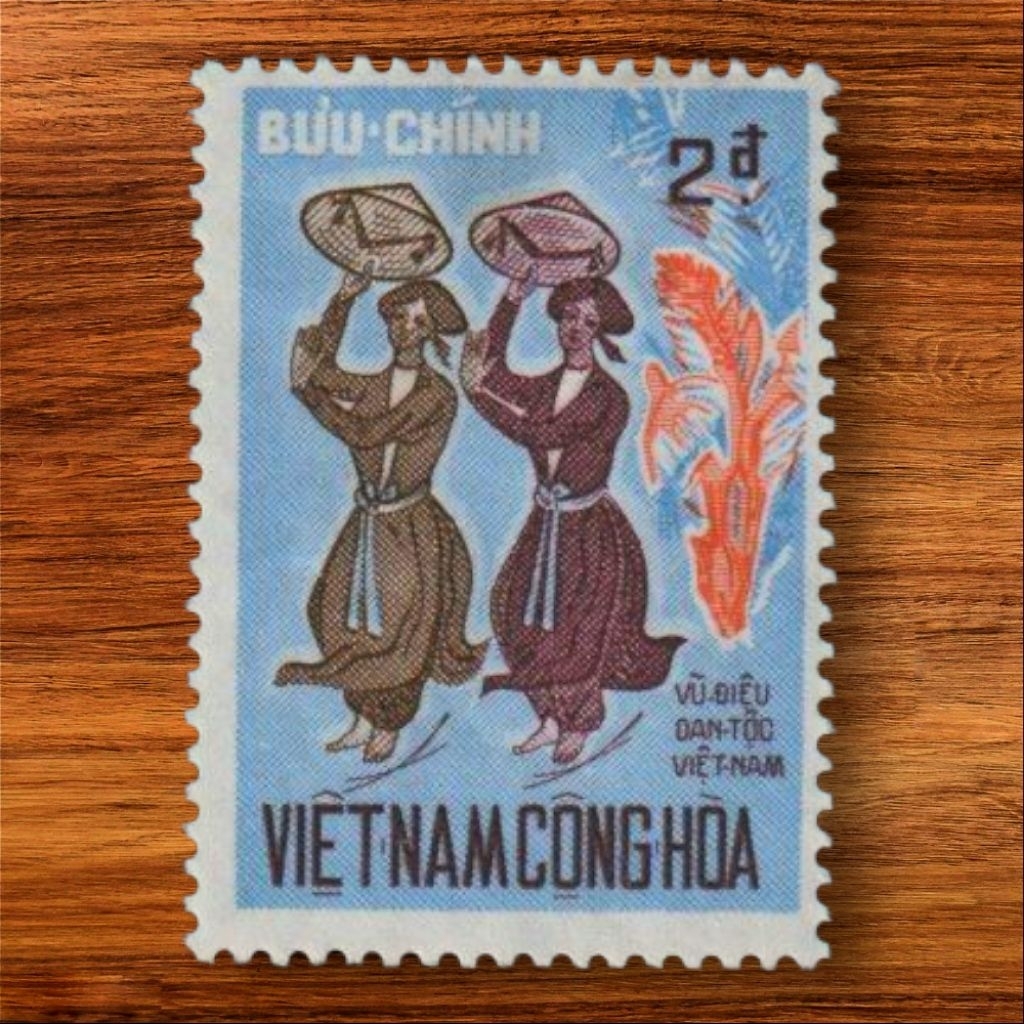 [ Tem Hiếm ] Tem Việt Nam Xưa ( South Vietnam ) - 2đ Vũ Điệu Dân Tộc Việt Nam