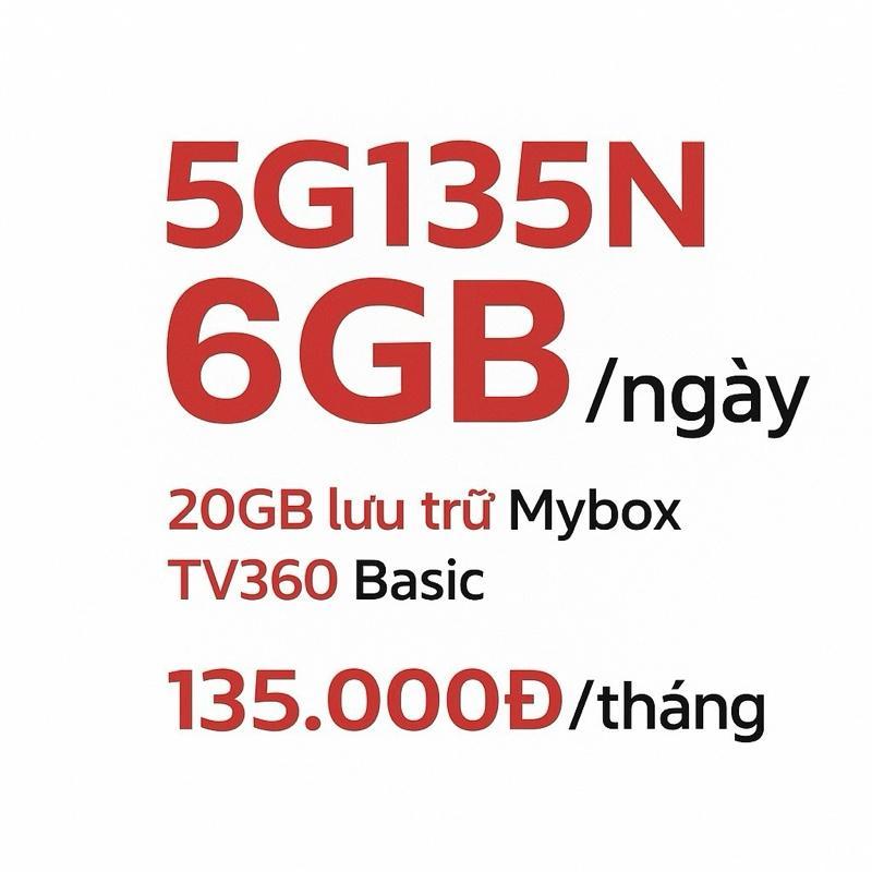 [DEAL HOT] SIM 5G VIETTEL 5G135N DATA 6GB/ Ngày - 180GB/ Tháng Tốc Độ Cao