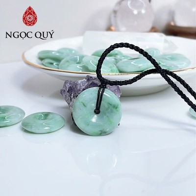 Mặt dây chuyền cẩm thạch - Dây chuyền đồng điếu cẩm thạch A - Khấu bình an phỉ thúy type A chất nếp lý đẹp - Ngọc Quý