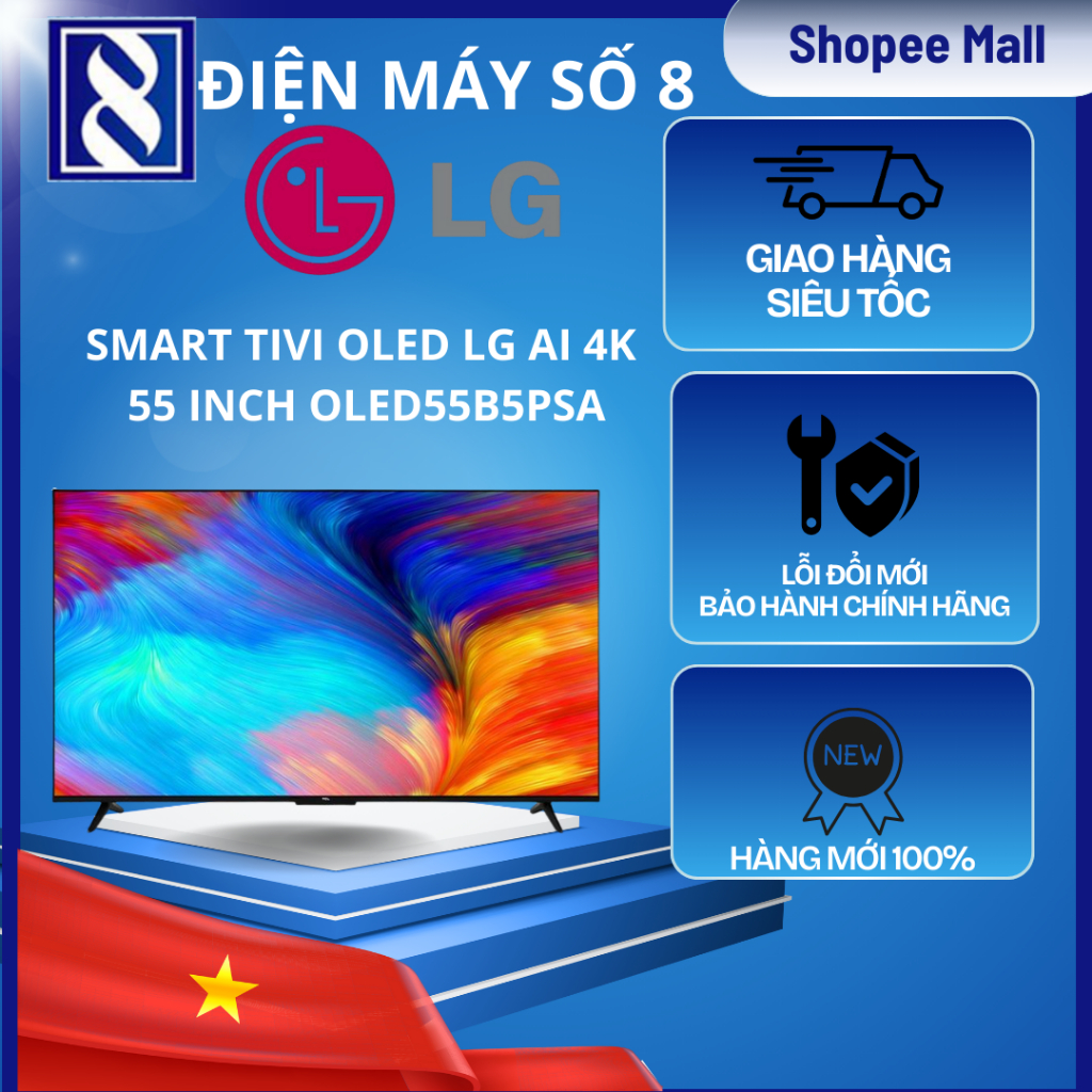 Điện Máy Số 8 | OLED55B5PSA | Smart Tivi OLED LG AI 4K 55 inch OLED55B5PSA - Chính Hãng