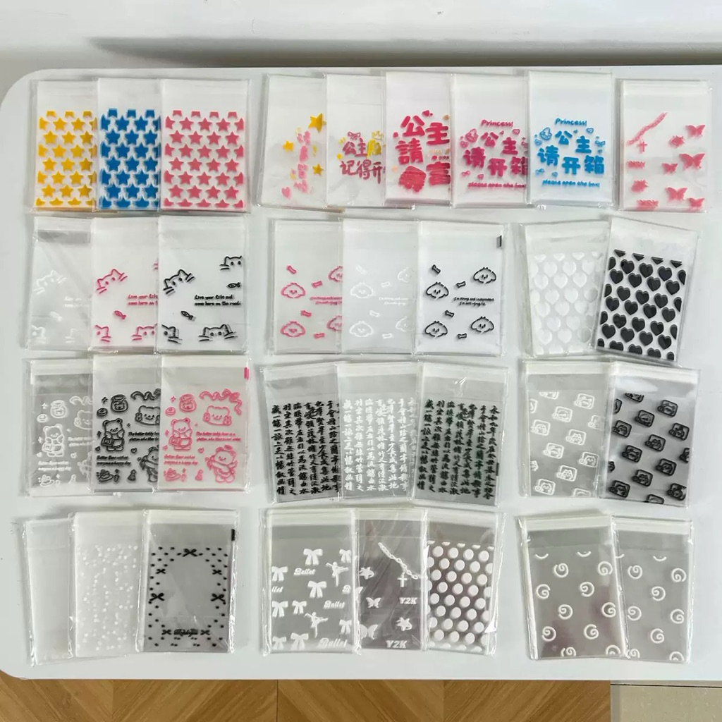 (HÀNG CÓ SẴN) Set 50 túi bóng kính đựng top, đựng card hoạ tiết dễ thương, đồ gói card