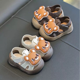 Giày Dép Cho Bé Hình Gấu má đỏ Siêu Dễ Thương – Quai Dán Tiện Lợi, Đế Mềm Êm Chống Trơn – Size 18–29