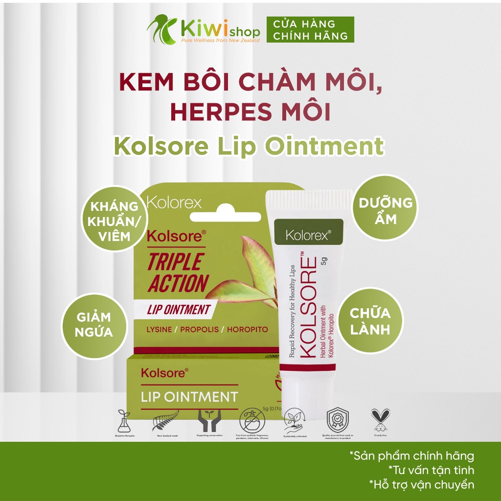 Kem giảm chàm môi, herpes môi Kolorex Kolsore Lip Ointment 5g