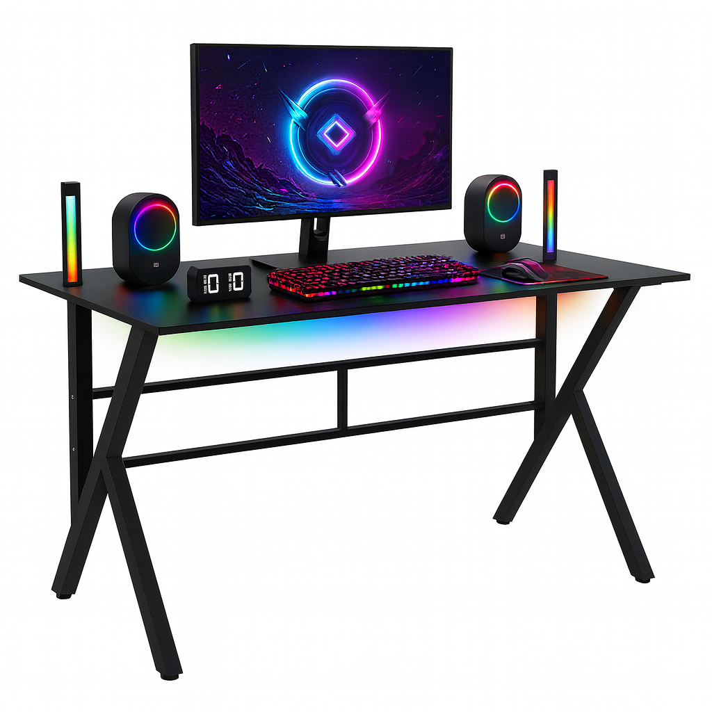 Bàn Làm Việc, Bàn Gaming Nội Thất 5C chữ K,U,Z nhiều phiên bản, mặt gỗ 1m2,1m thiết kế cá tính, chân