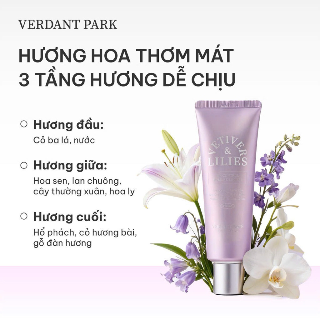 Lotion kiềm dầu phồng tóc VERDANT PARK vỏ tím giảm bết tóc dầu hương nước hoa Lotion 80ml