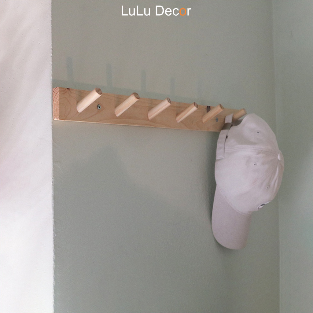 Móc Treo Đồ, Móc Treo Quần Áo Gắn Tường Gỗ Thông 60x5x5cm, Nội Thất Và Trang Trí - LuLu Decor