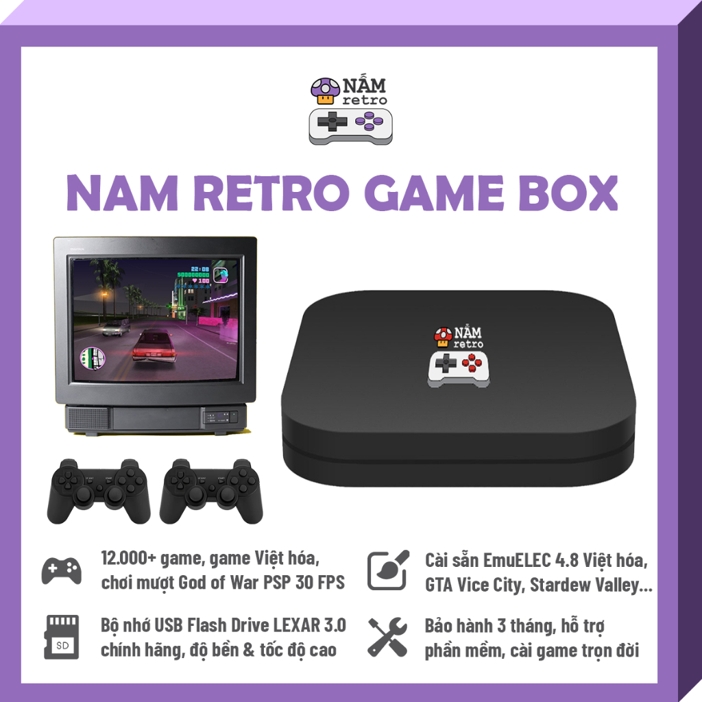 Nấm Retro Game Box, Chơi Mượt PSP God of War 30 FPS, GTA Vice City, Stardew Valley Việt Hóa, EmuELEC