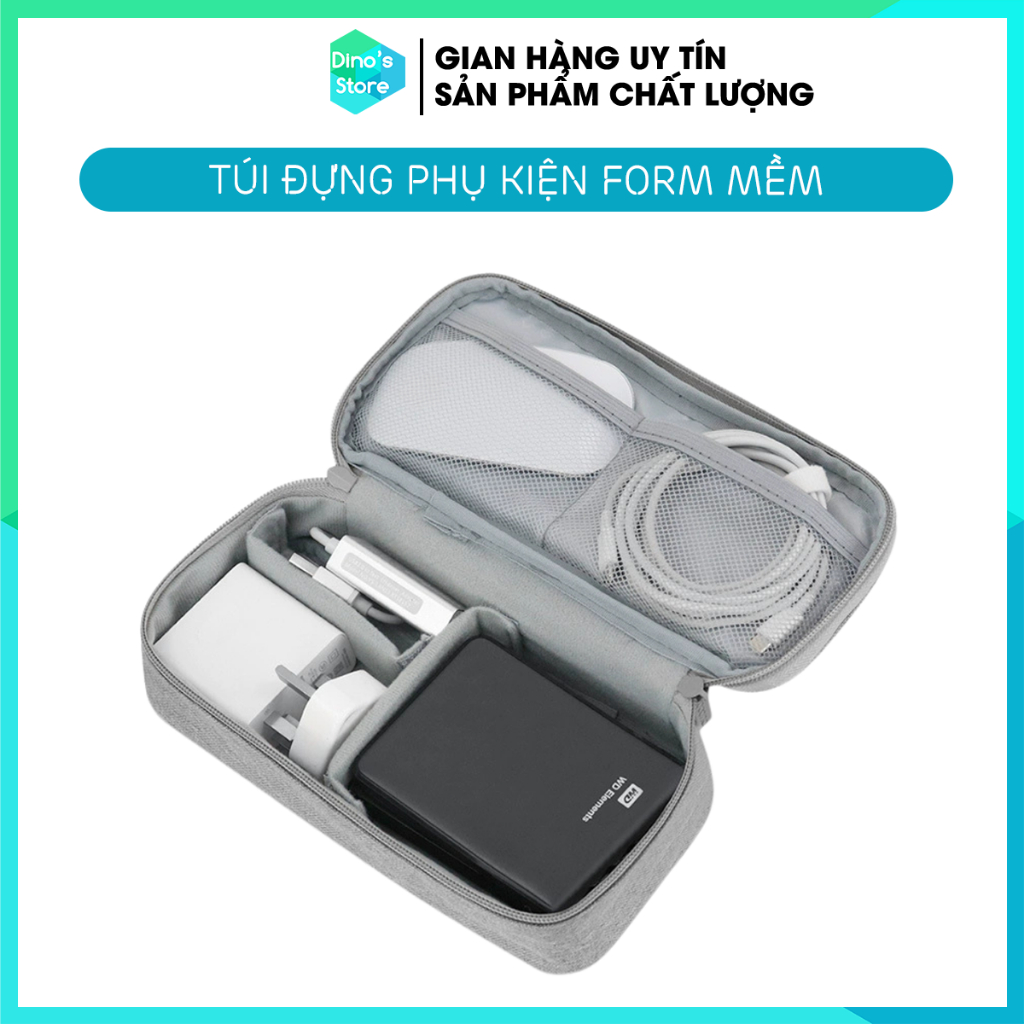 Túi đựng cáp sạc pin dự phòng chuột máy tính Macbook Laptop Ipad hãng Baona (Boona) B002 Dino's Stor