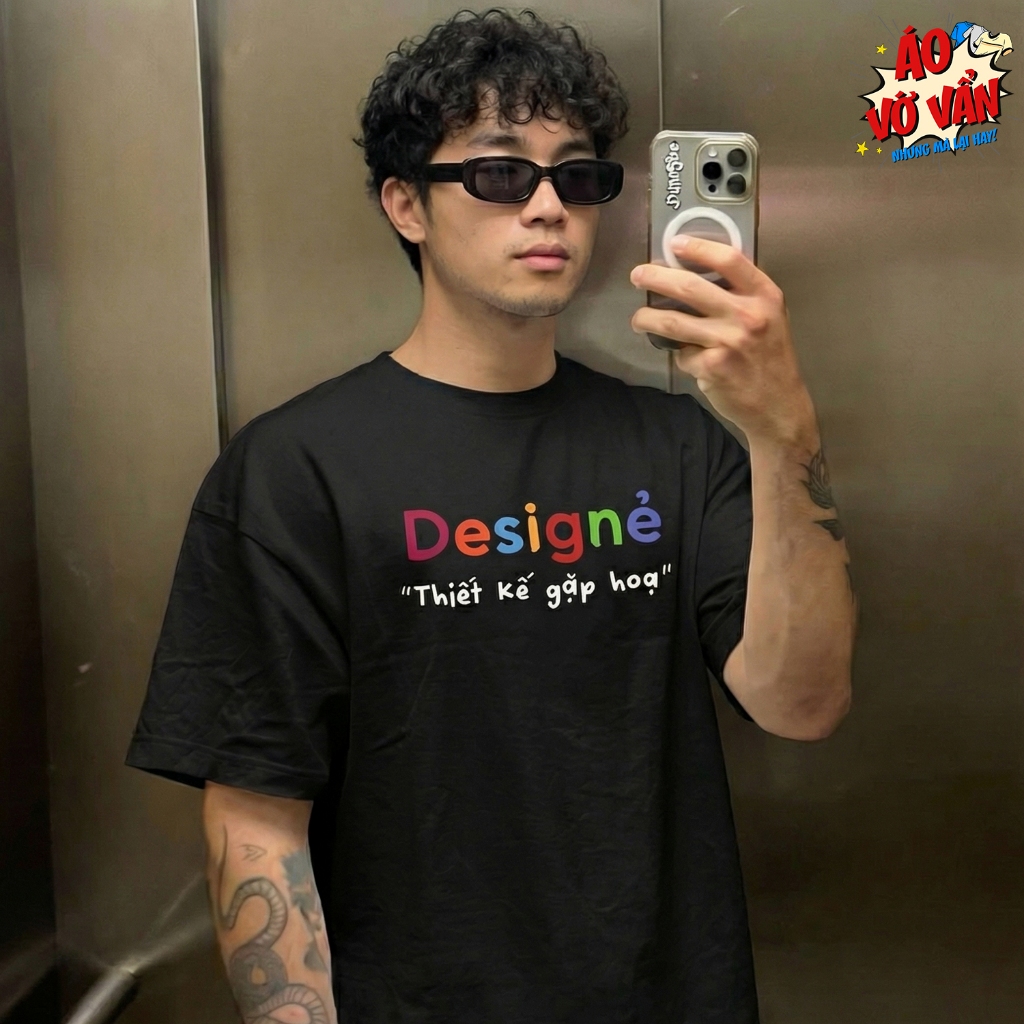 Áo Vớ Vẩn Designer Thiết Kế Gặp Hoạ, Áo Thun Oversize Graphic designer hài hước, Cotton 4 chiều Nam 