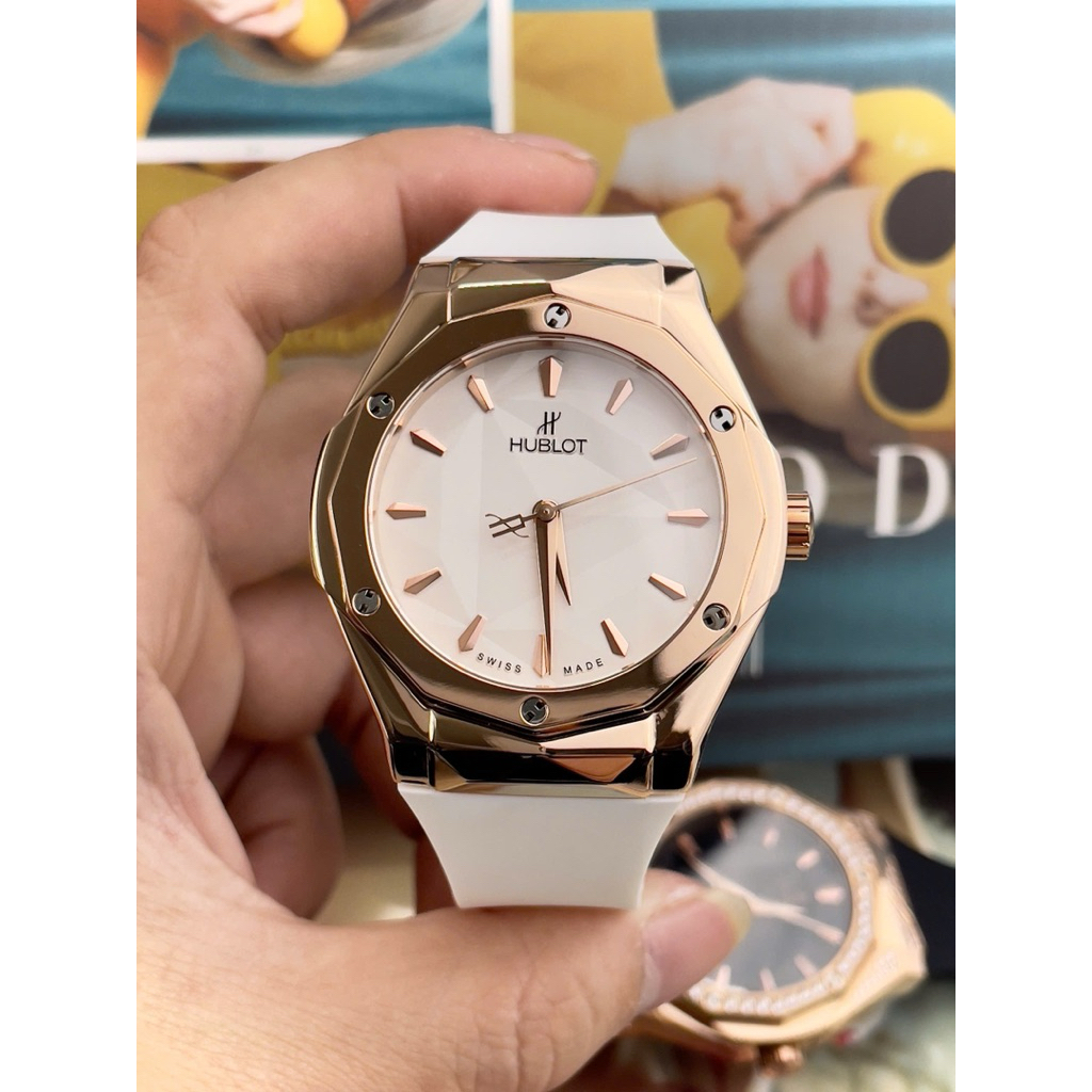 [Fullbox] Đồng Hồ Nam máy Cơ Tự Động - Hublot oliskin trắng sang trọng  - size 40 [ Ngọc Nhi Watch ]