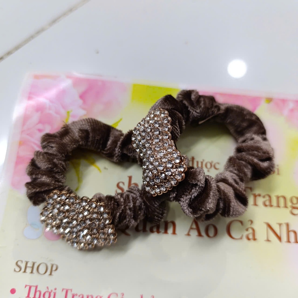 2 Cột tóc nhung kết cườm nhiều màu - TN1