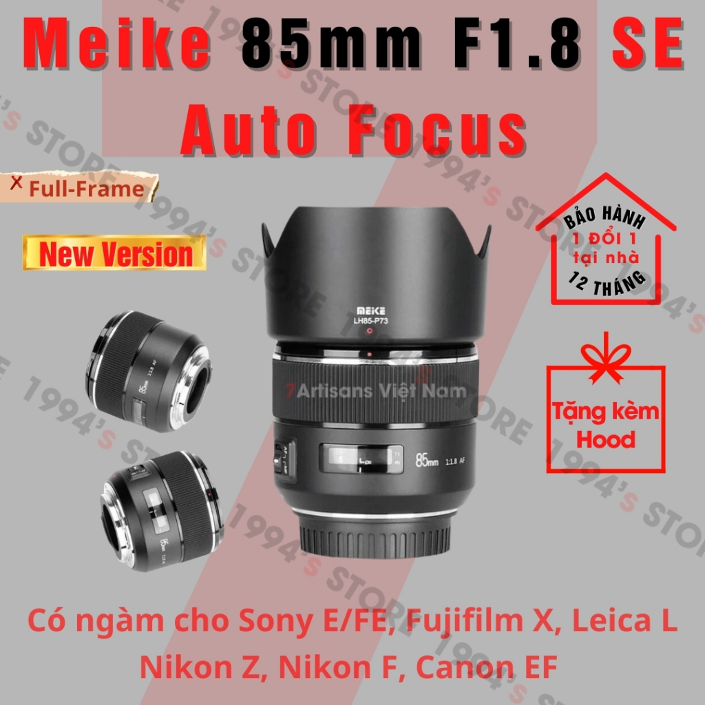 Ống kính Meike 85mm F1.8 SE Auto Focus STM dành cho Full-Frame: Canon EF, Sony FE/E, Fujifilm, Nikon