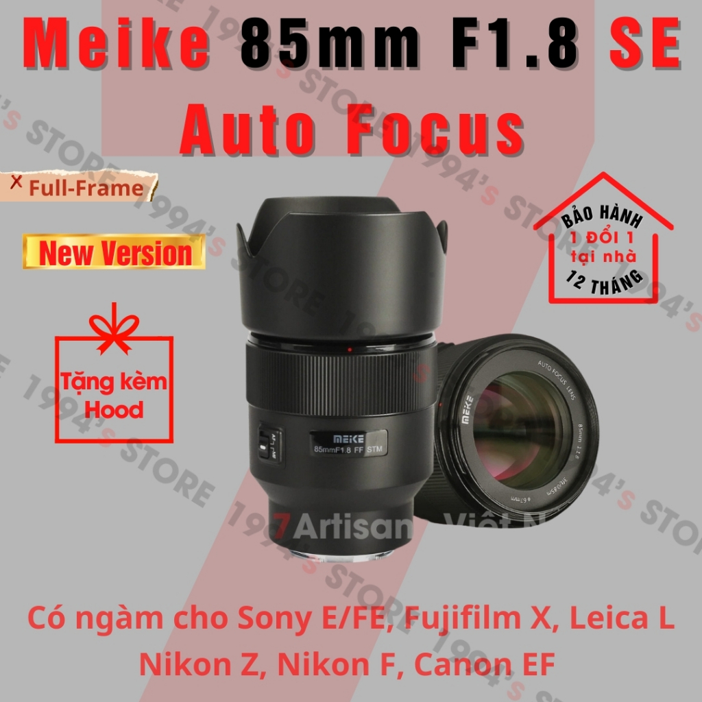 Ống kính Meike 85mm F1.8 SE Auto Focus cho Full-Frame có ngàm Sony E/FE, Canon EF, Nikon F, Nikon Z,