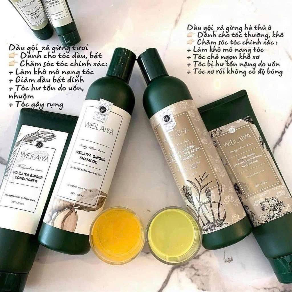 Gội Xã Gừng Weilaiya Kích Mọc Tóc Full Bộ (CT) + (Tặng Kèm Test Mini)
