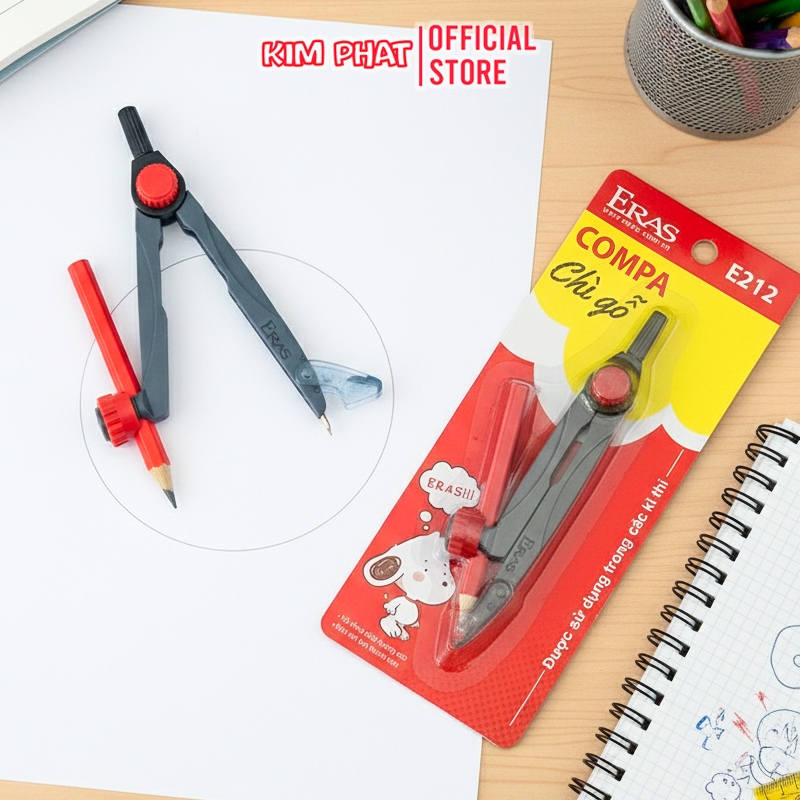 Compa kẹp bút viết chì gỗ Eras E212 Hàng Cao Cấp