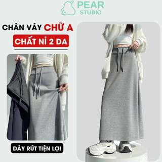 [ BST MỚI ] Váy Chữ A Dáng Dài Chất Nỉ 2 Da Ấm Áp - Chân Váy Nữ Lưng Cao Dây Rút Tiện Lợi V125