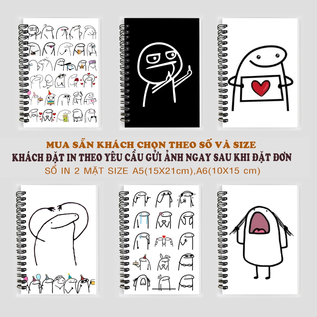 Sổ tay sổ vẽ người que kute dễ thương thước người que meme bựa hài hước
