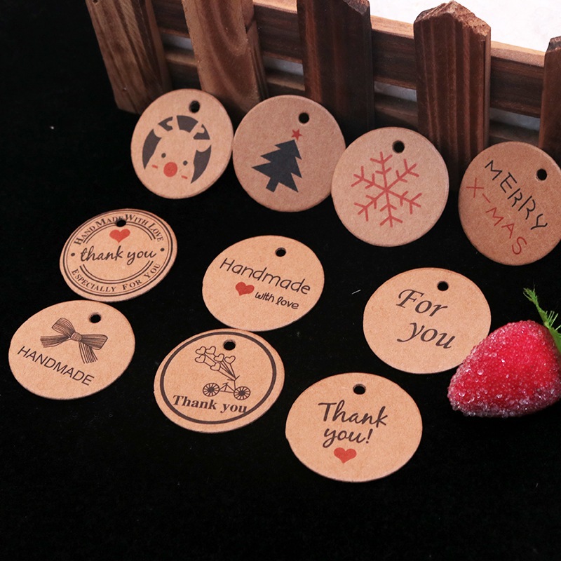 Set 100 tag nâu tròn 3.5cm ( AKSHOPCAMLE 2307.010 )