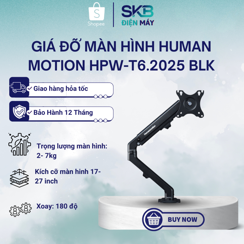 Giá đỡ màn hình Human Motion HPW-T6.2025 BLK - Bảo hành 12 tháng