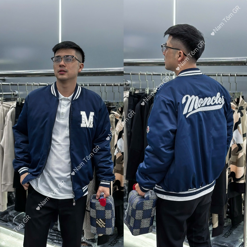 Áo Khoác Bomber Nam Mon Cle Thêu Chữ M Siêu Chất - Áo Khoác Gió Nam Nữ Mon Cle Trần Bông Cao Cấp