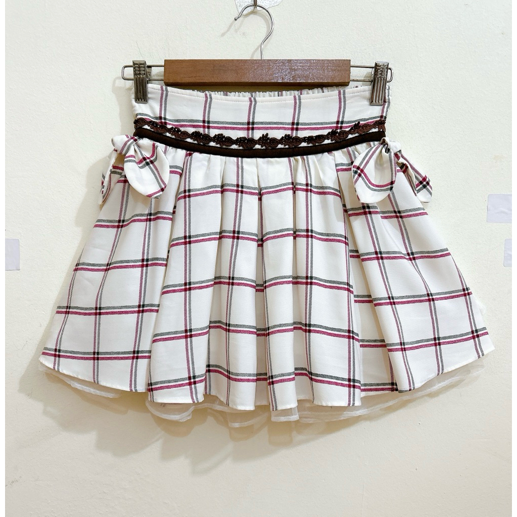 Chân váy 2hand Nhật hiệu Liz Lisa kẻ 3 lớp phối ren xinh xắn