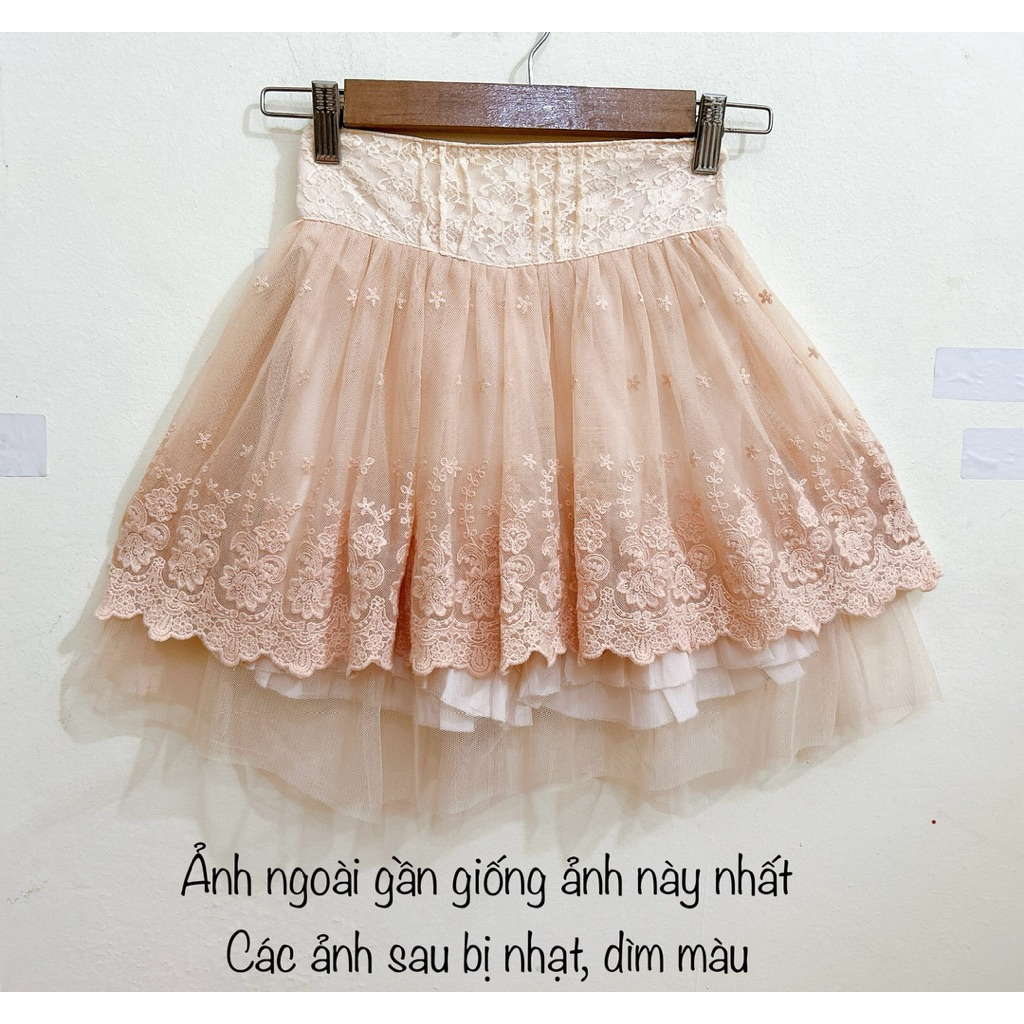 Chân váy 2hand Nhật hiệu Axes Femme Kids ren cam ngọt dáng xòe
