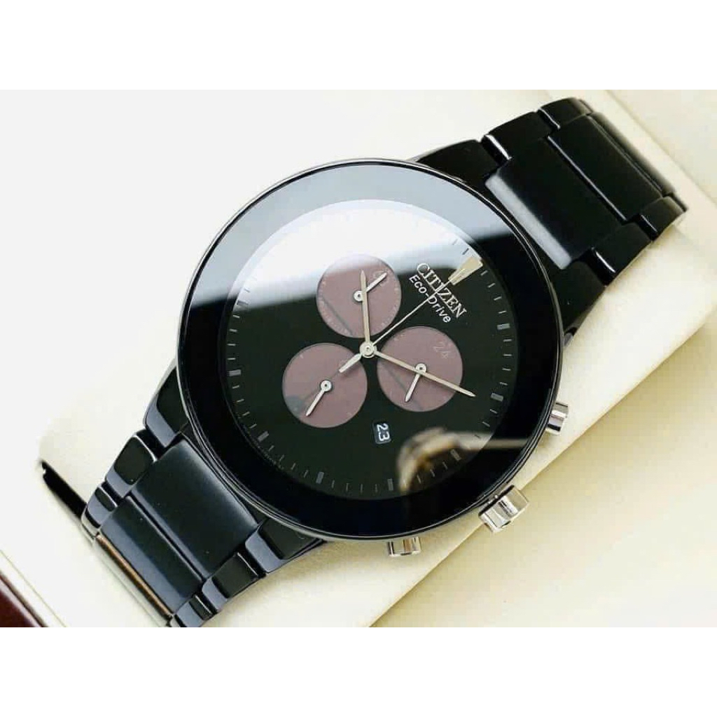 Đồng Hồ Nam Citizen AT2245-57E Axiom Eco-Drive Size 43 Chronograph Black Tone