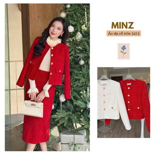  Áo Dạ Cổ Tròn MINZ STORE Mã 5412 Thiết Kế 2 Túi Phong Cách Công Sở Dạo Phố 