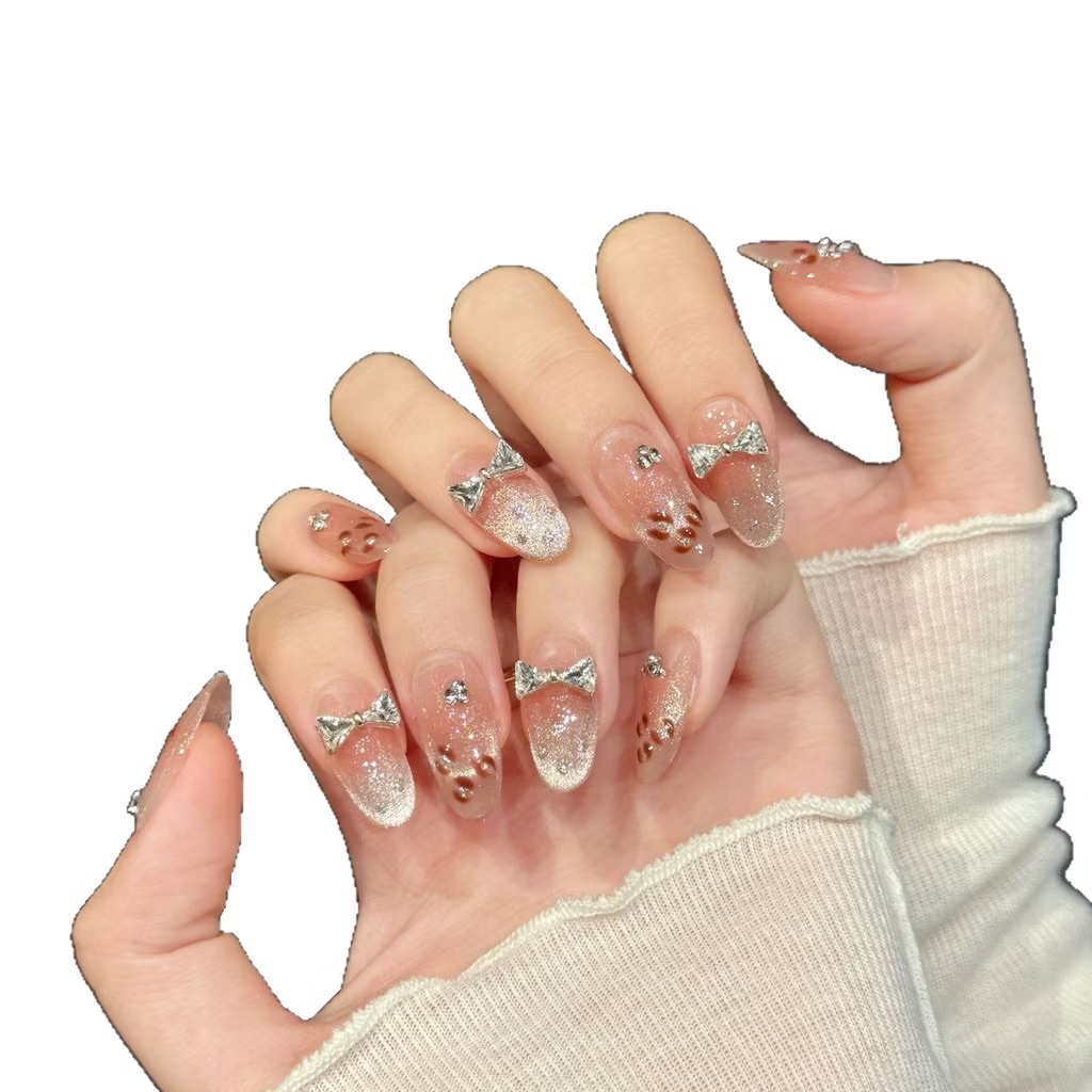 Móng úp tay, Nailbox móng tay màu thạch mắt mèo thiết kế đính đá sang chảnh  JuliaNailbox