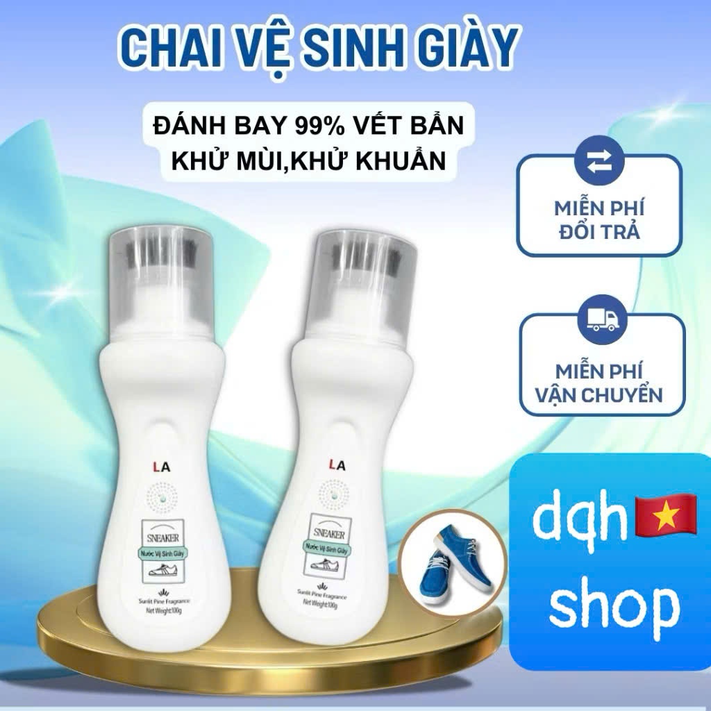 Chai Vệ Sinh Giày Dép LA 100ml MẪU MỚI – Nước Tẩy Trắng, Làm Sạch Giày,Khử Mùi Dài Lâu, Không Cần Giặt