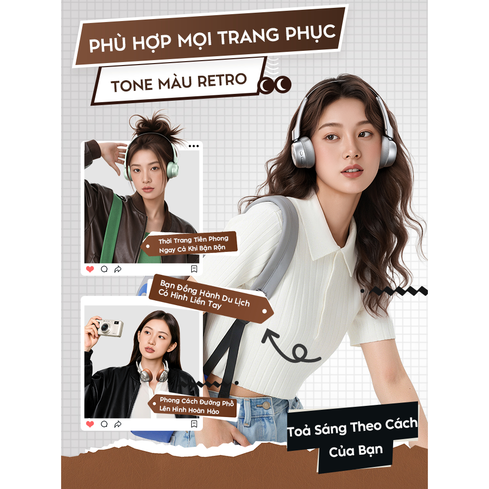 Tai Nghe Chụp Tai Baseus Bass BH1 Air - Thiết Kế Retro Siêu Nhẹ 90g, Pin 80h, Chống Ồn ENC Thông Minh Lọc Sạch Tạp Âm | BigBuy360 - bigbuy360.vn