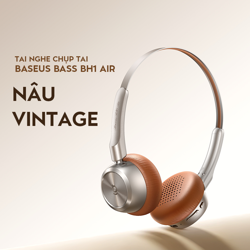 Tai Nghe Chụp Tai Baseus Bass BH1 Air - Thiết Kế Retro Siêu Nhẹ 90g, Pin 80h, Chống Ồn ENC Thông Minh Lọc Sạch Tạp Âm | BigBuy360 - bigbuy360.vn