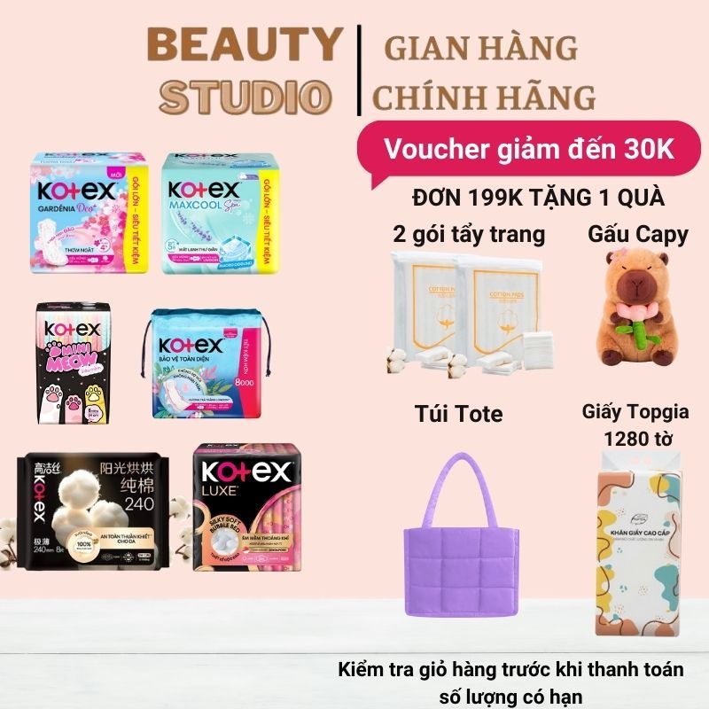 Băng Vệ Sinh Kotex Ban Ngày Gói Lớn Siêu Tiết Kiệm Nhiều Loại 20 Miếng/ 8 Miếng