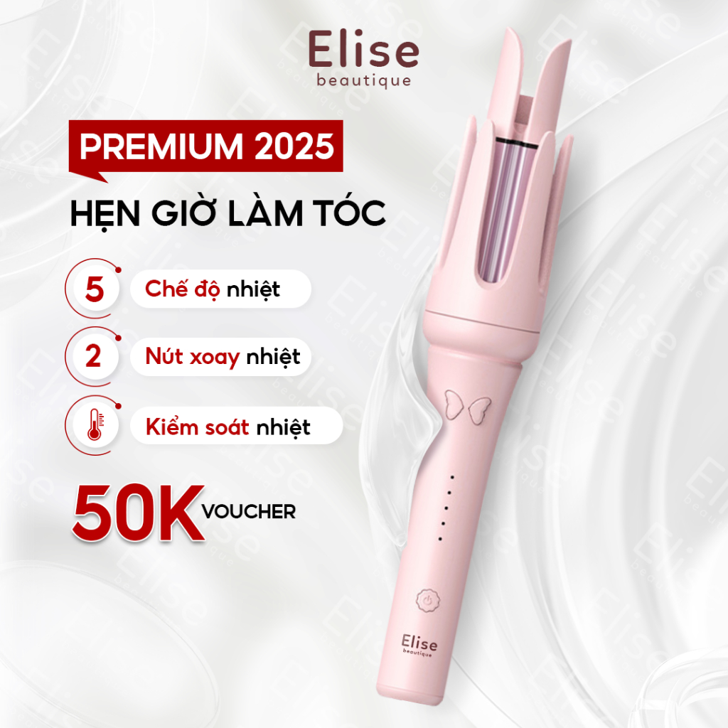 Máy uốn tóc xoăn tự động chính hãng ELISE màn hình Led chất liệu gốm sứ đường kính uốn 32mm