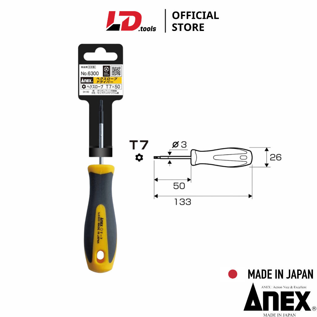 Tô vít hoa thị có lỗ Anex No.6300 - Made in Japan