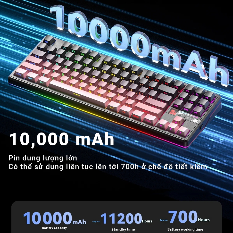 Bàn phím cơ AULA F87 Pro V2  - Rate 8K - Màn hình Dot Matrix - Pin 12000 mAh - LED viền 360° | BigBuy360 - bigbuy360.vn