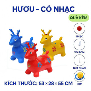 Thú nhún bơm hơi hình con hươu an toàn cho bé loại to có nhạc  Chất liệu dày ,nhiều mẫu 