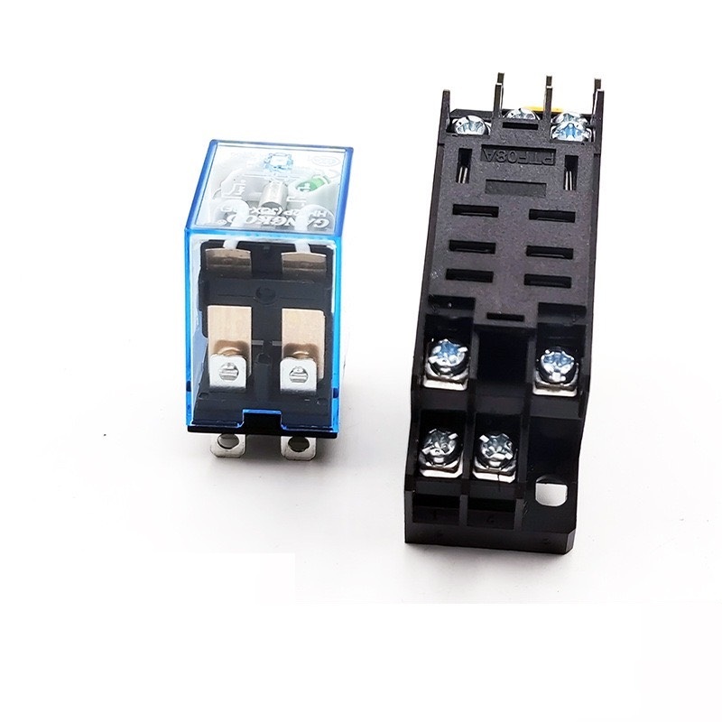 Rơ le trung gian 8 chân 10A 12v 24v 220vac , relay kiến LY2N ( kèm đế )