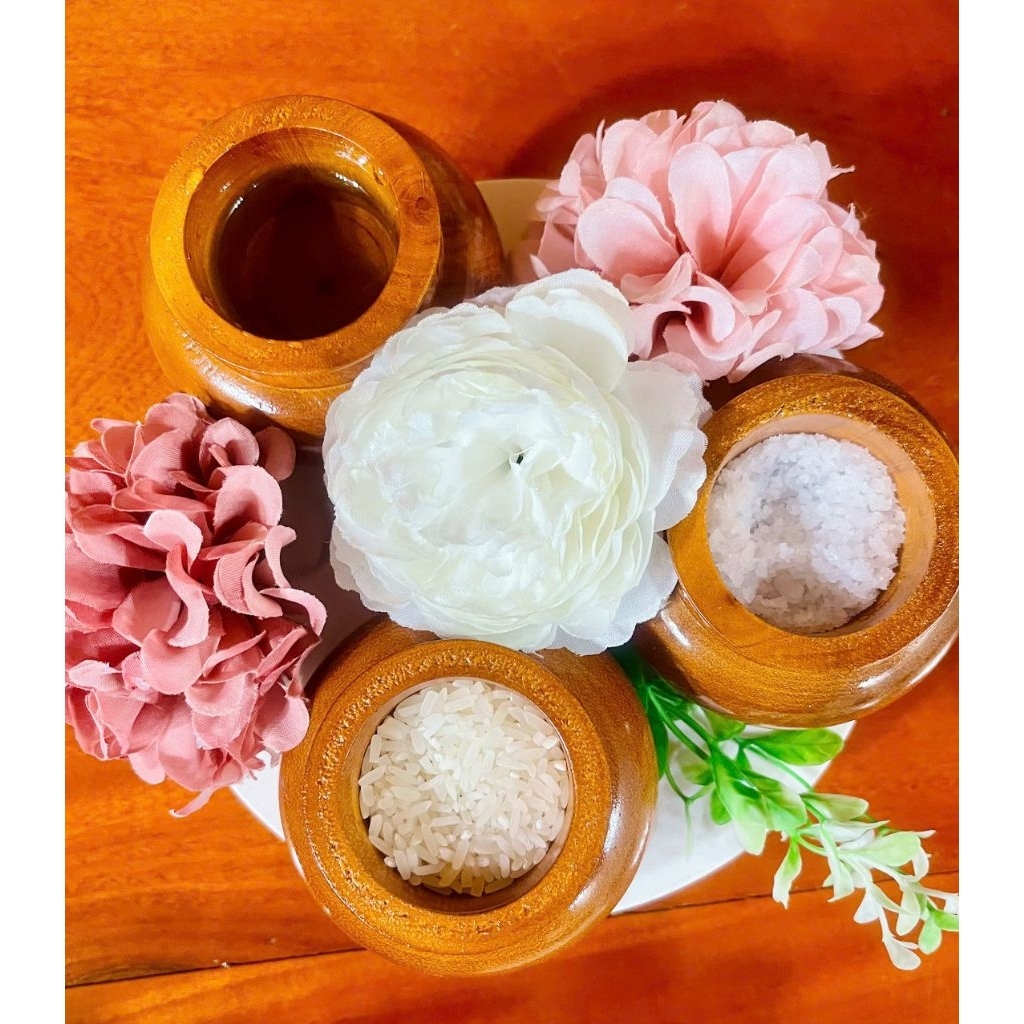 BỘ 3 HŨ MUỐI GẠO NƯỚC TRƯNG BAN THỜ  ẤM CÚNG - SANG TRỌNG