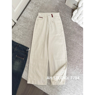   Hương Muối  Quần jean suông be phối viền đỏ - hàng xưởng mã 7794 