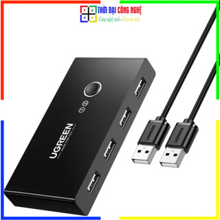 Bộ Switch USB 2.0 KVM Ugreen US216 30767 2 PC dùng chung 4 thiết bị, Chia sẻ Chuột Phím Máy In, Nút bấm tiện lợi - BH 18