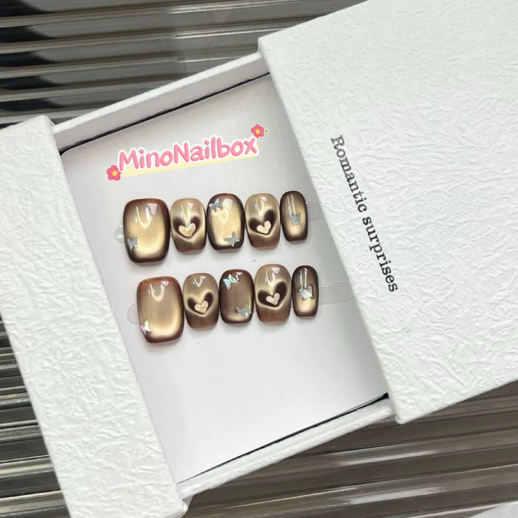 M78 Nailbox mắt mèo nâu ánh vàng trái tim nhũ bướm Mino Nailbox