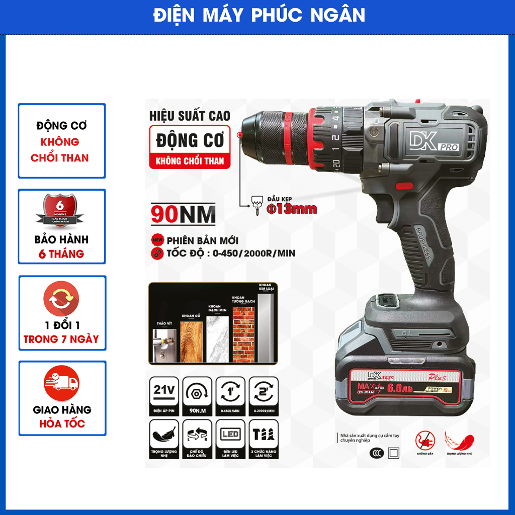 Thân máy khoan từ DKPRO DTW2000  đầu kẹp 13 ly, khóa trục autolock