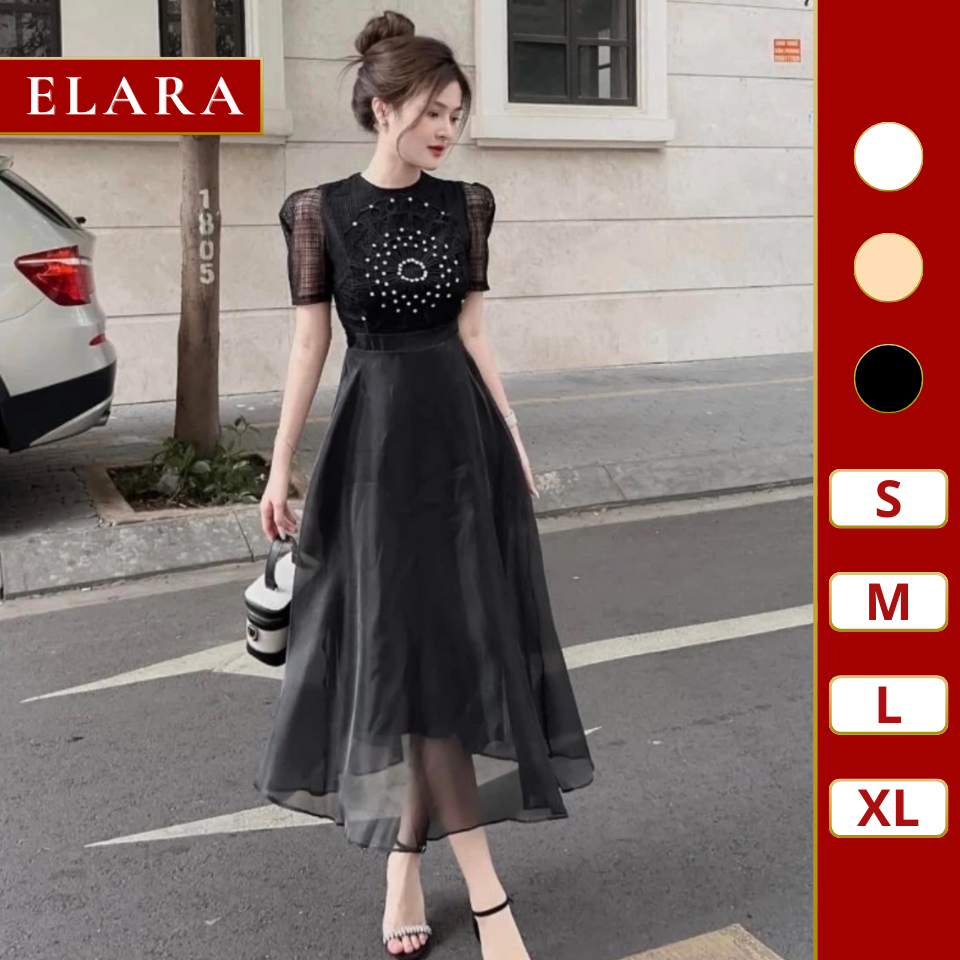 Đầm Dự Tiệc Phối Ren Dáng Dài Sang Trọng Thanh Lịch-J09-Elara.Style