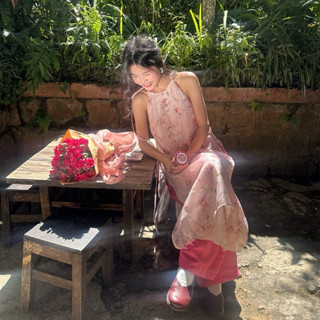    Có kèm quần  Set Áo Dài Yếm Hoa Hồng Cách Tân DamibyQuynh 